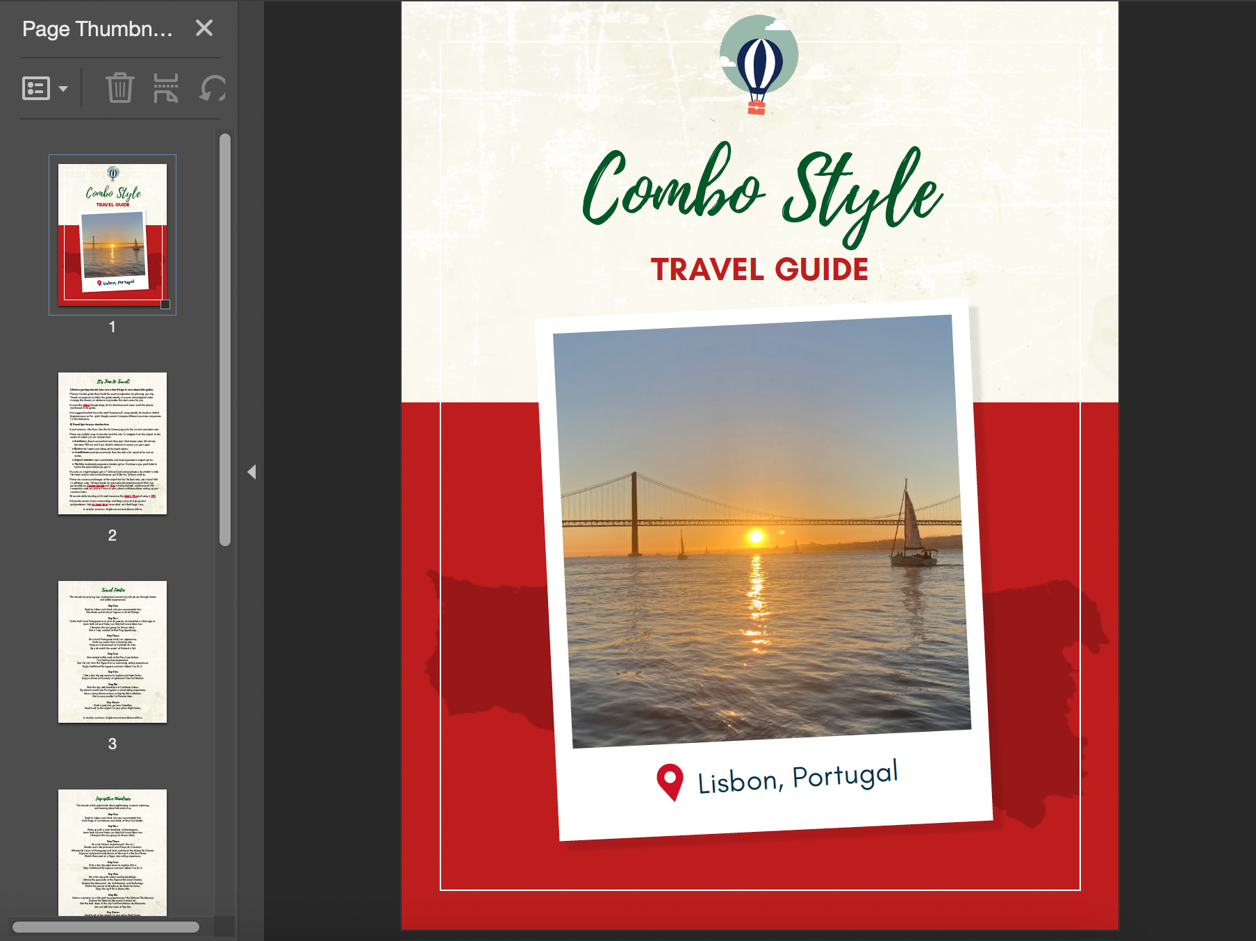 Lisbon Portugal Combo Style Travel Itinerary Planner, Overview