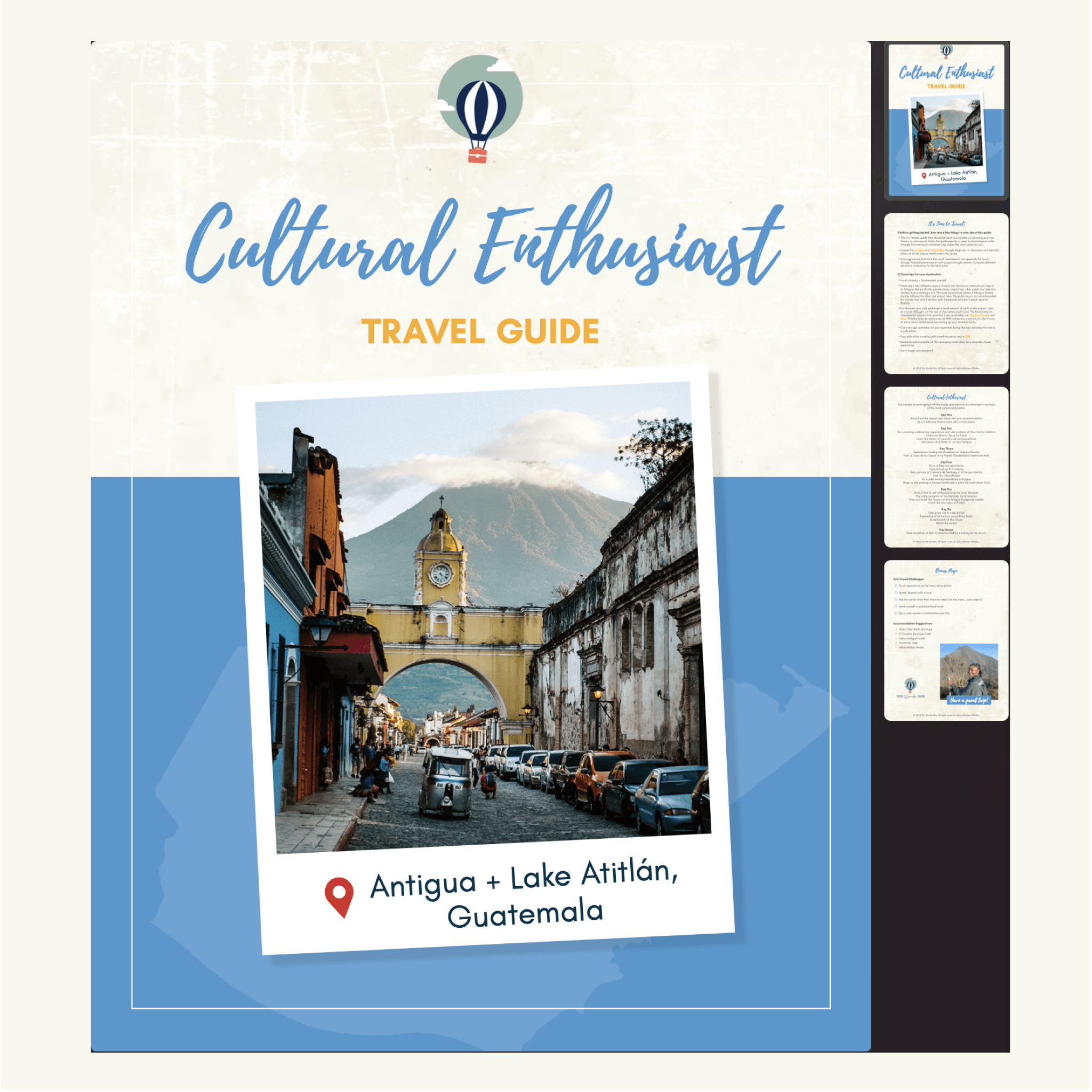 Antigua and Lake Atitlán Guatemala Travel Itinerary Planner for Cultural Enthusiasts, Overview