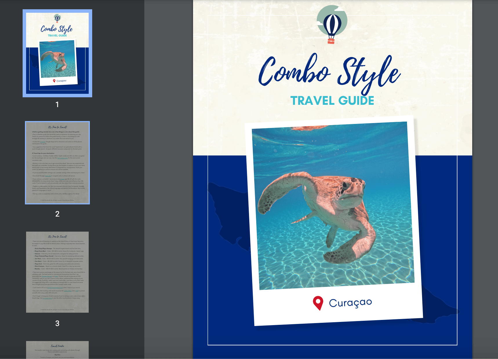 Curaçao Combo Style Travel Itinerary Planner, Overview