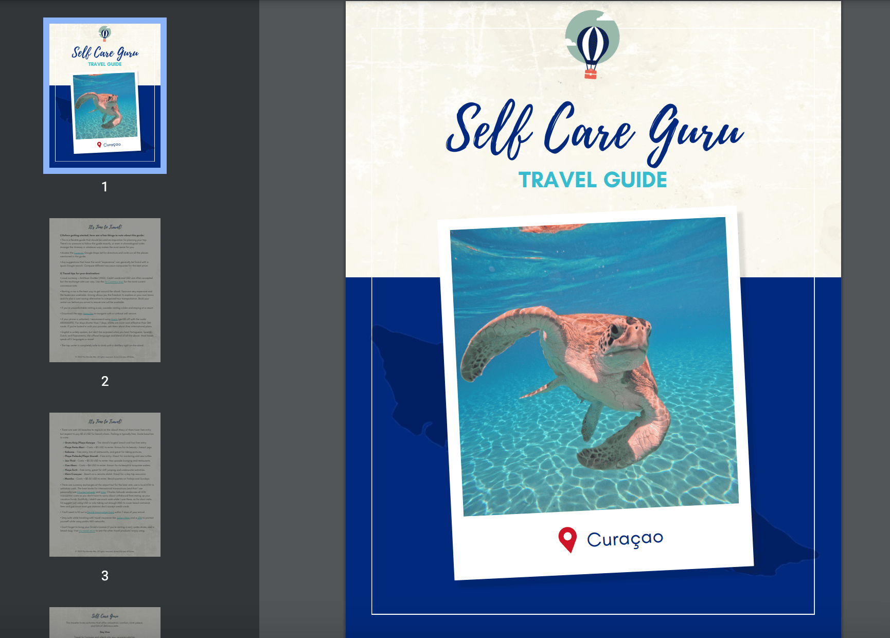 Curaçao Travel Itinerary Planner for Self Care Guru, Overview