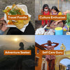 Collage of four itineraries inside The Ultimate Travel Guide for Antigua and Lake Atitlán: adventure seeker, travel foodie, culture enthusiast, and self-care guru