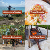 Collage of four curated itineraries inside The Ultimate Tulum Travel Guide: adventure seeker, travel foodie, culture enthusiast, and self-care guru
